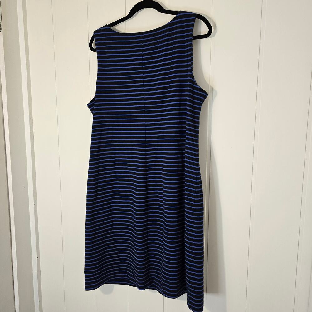 Talbots Blue Stripe Jersey Knit Shift Dress Sleeveless Stretch boatneck Size XL - Picture 8 of 8